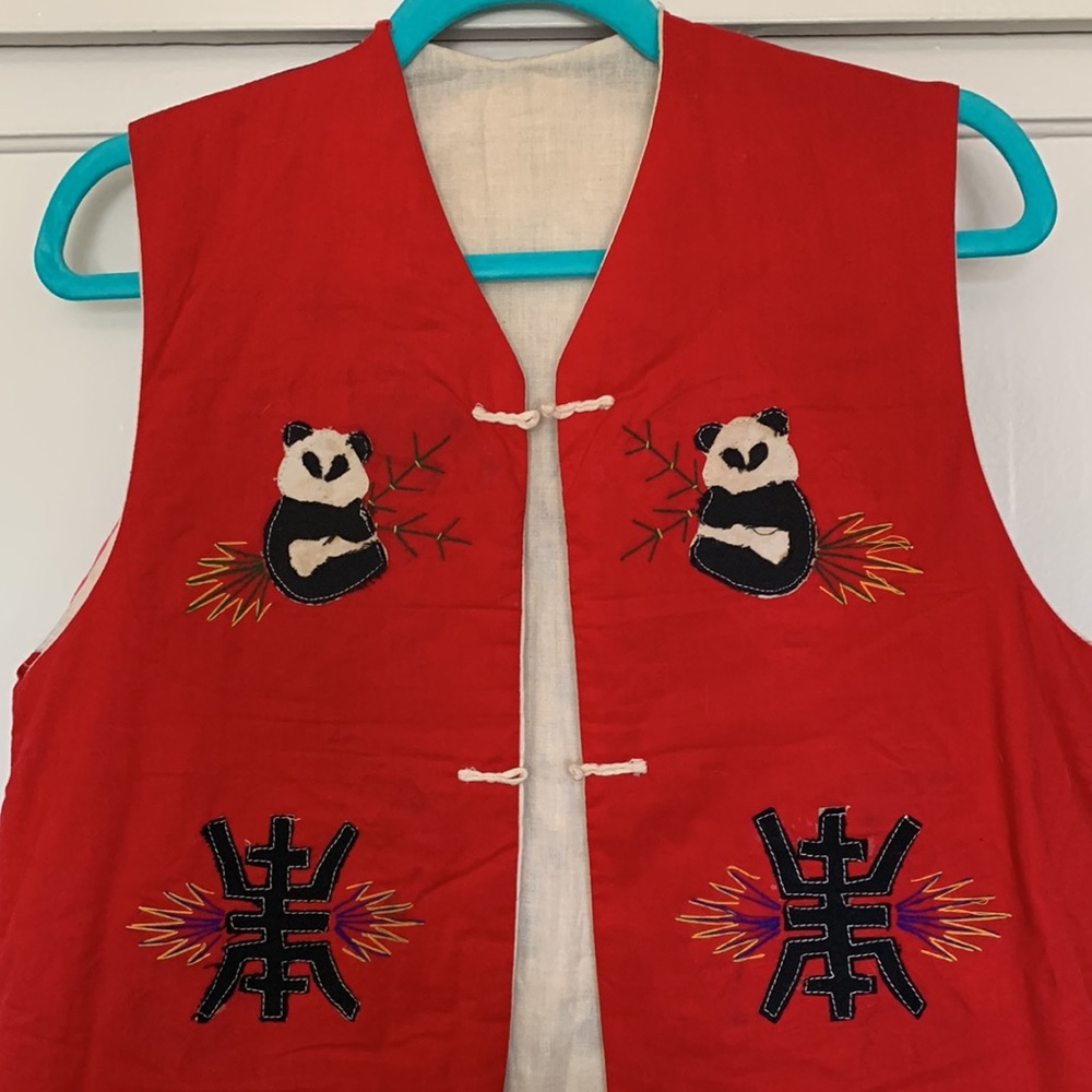 Quilted Vintage Hand Made Panda Patchwork Embroid… - image 4